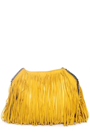 Stella McCartney Yellow Shaggy Deer Fringe Falabella Handbag