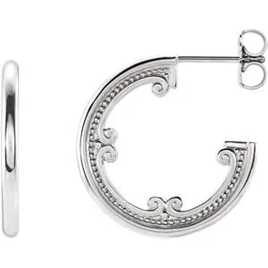 Sterling Silver 20 mm Vintage-Inspired Hoop Earrings