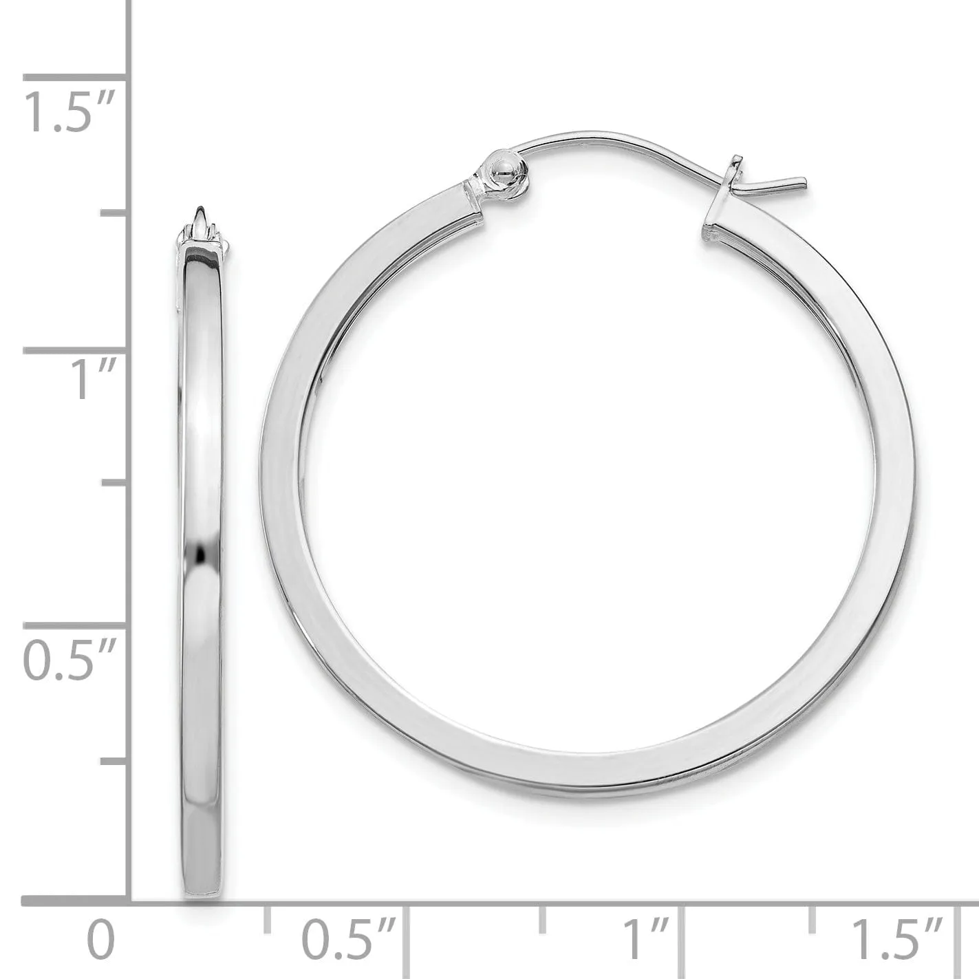 Sterling Silver 2MM Square Tube Hoop Earrings
