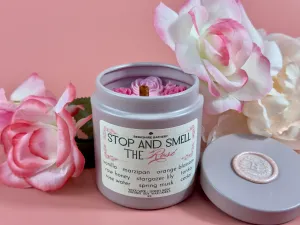 STOP AND SMELL THE ROSÉ | Marzipan Rose - 9oz Wood Wick Candle Tin