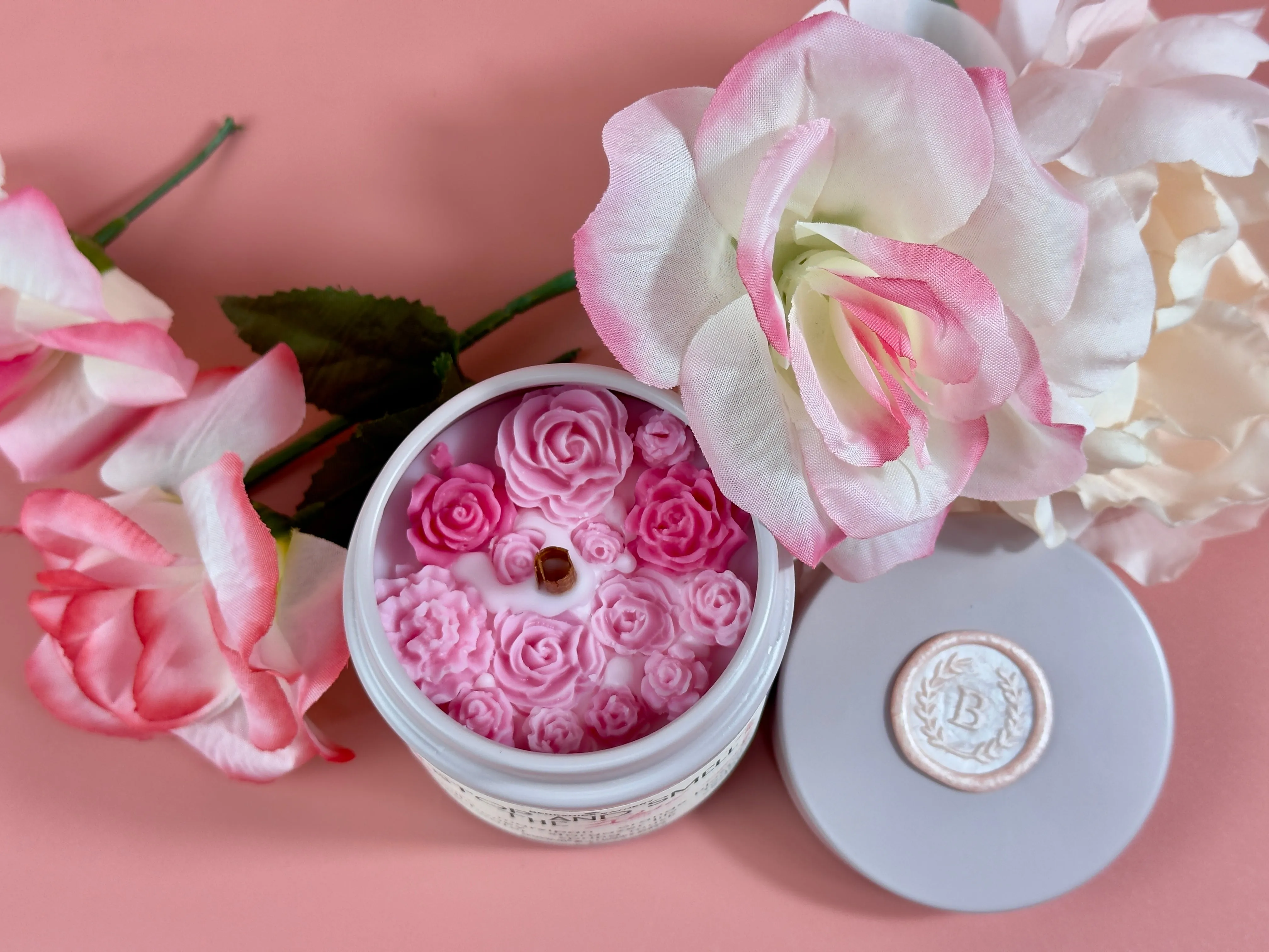 STOP AND SMELL THE ROSÉ | Marzipan Rose - 9oz Wood Wick Candle Tin