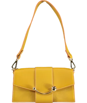 Strathberry Yellow Mini Crescent Shoulder Handbag 100% Leather