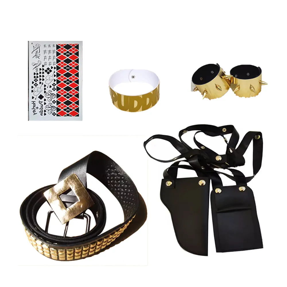 Suicide Squad Harley Quinn Bracelet Holster Belt Neckband Sticker Cosplay Accessories Props