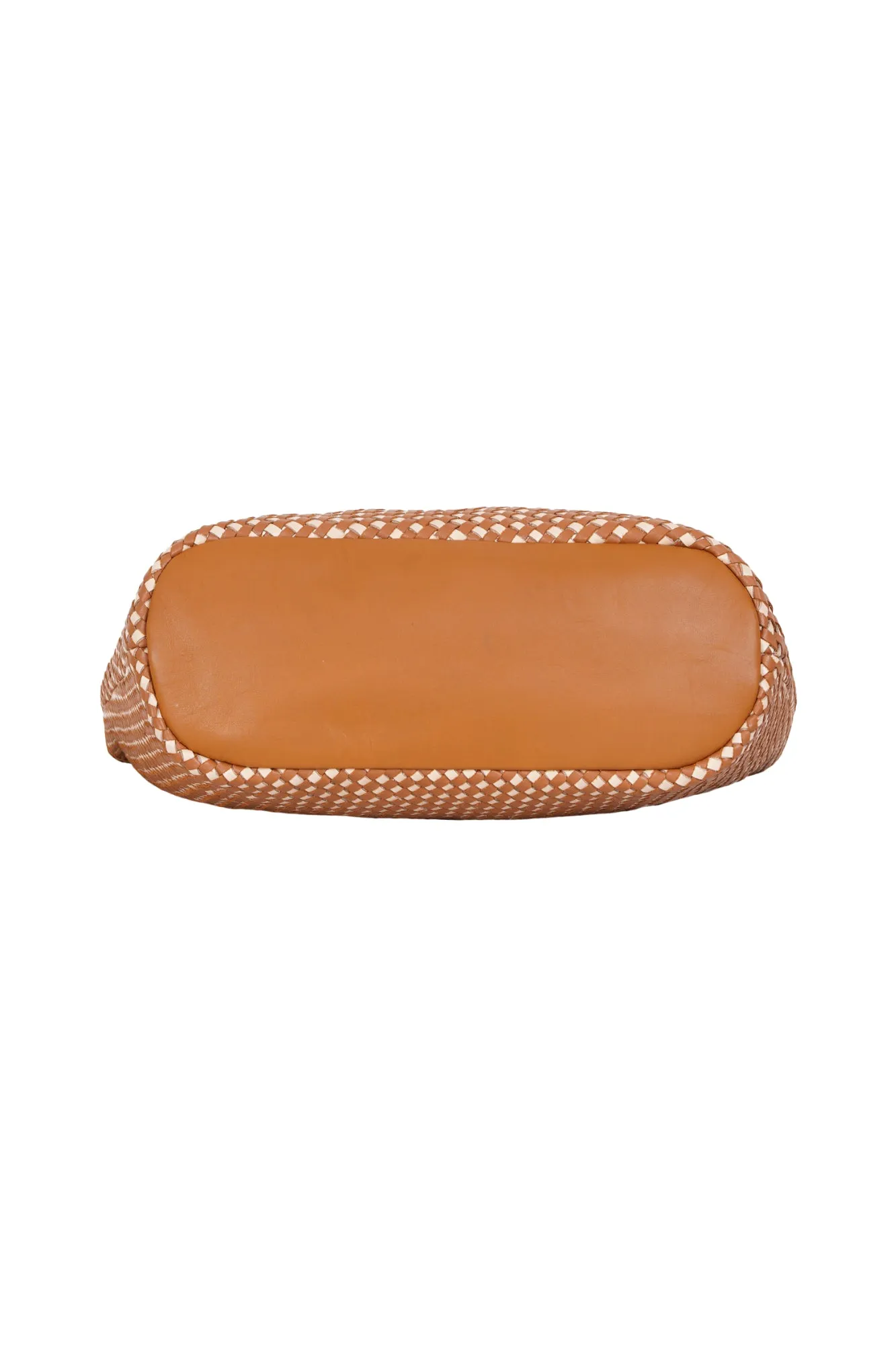 Tan & Cream Leather Woven Ring Tote
