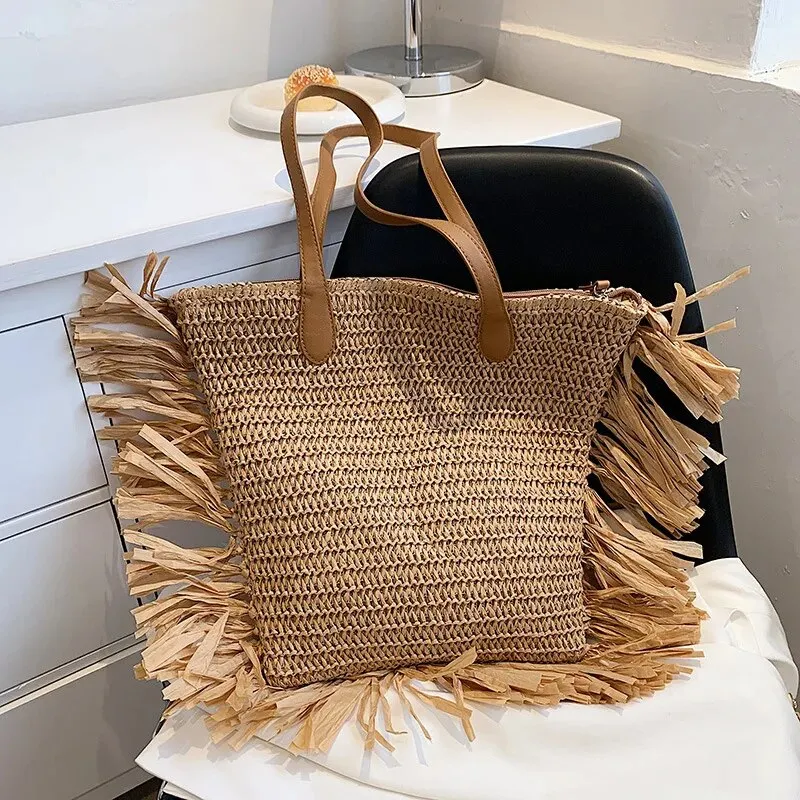 Tassel Over Hassle Straw Purse