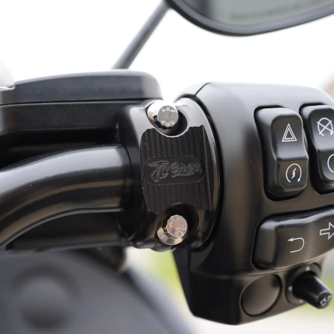 TC Bros. Pro Series Clutch & Brake Perch Clamp Set fits Harley Softail, Touring, Dyna, Sportster