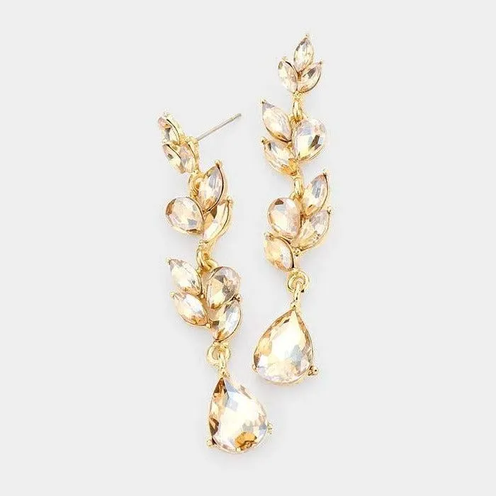 Teardrop Marquise Lt Topaz Crystal Dangle Evening Earrings
