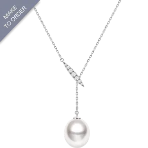 Teardrop-shaped South Sea Pearl 18K Gold Diamonds Haute Jewelry Leaf Necklace