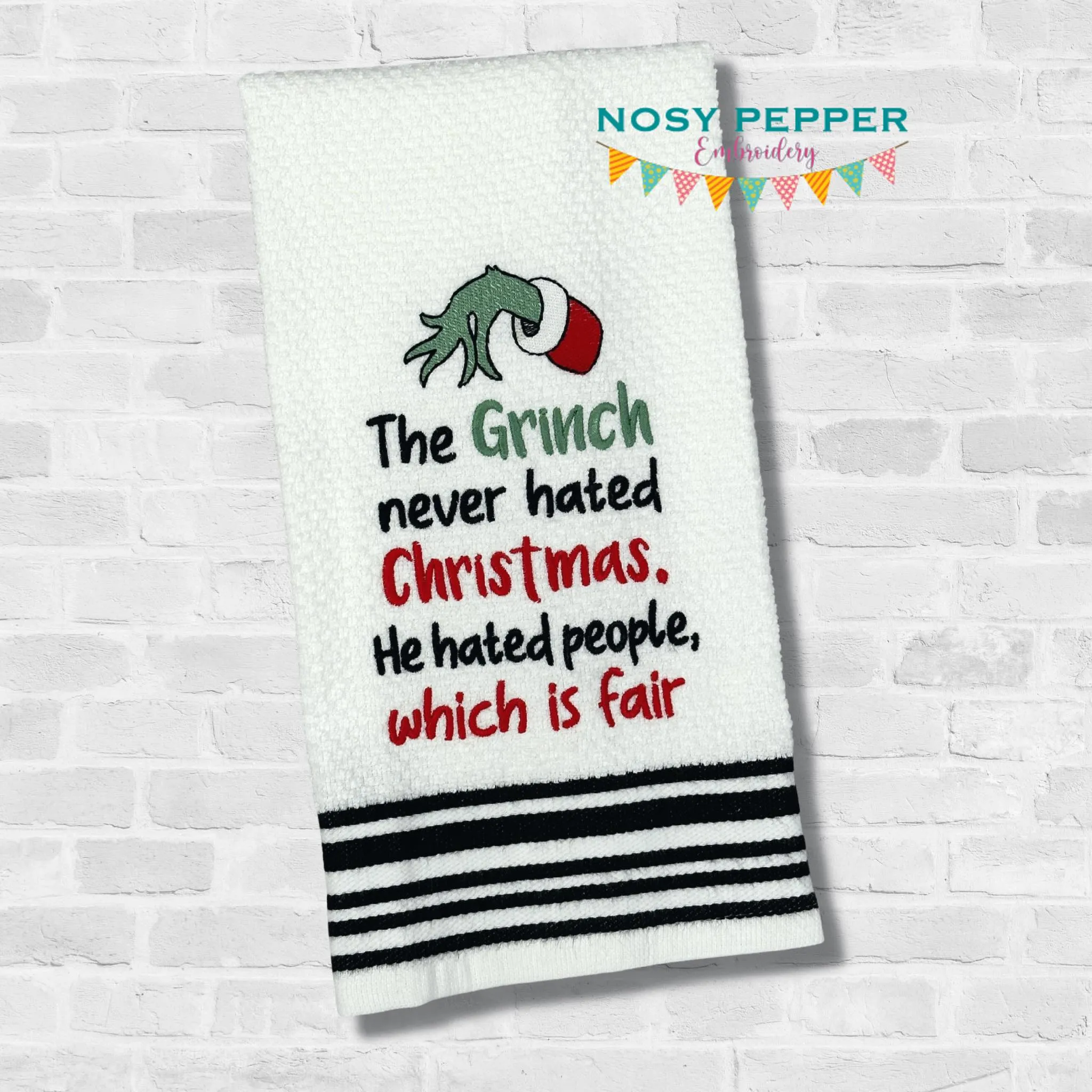 The Grinch Never Hated Christmas machine embroidery design (4 sizes included) DIGITAL DOWNLOAD