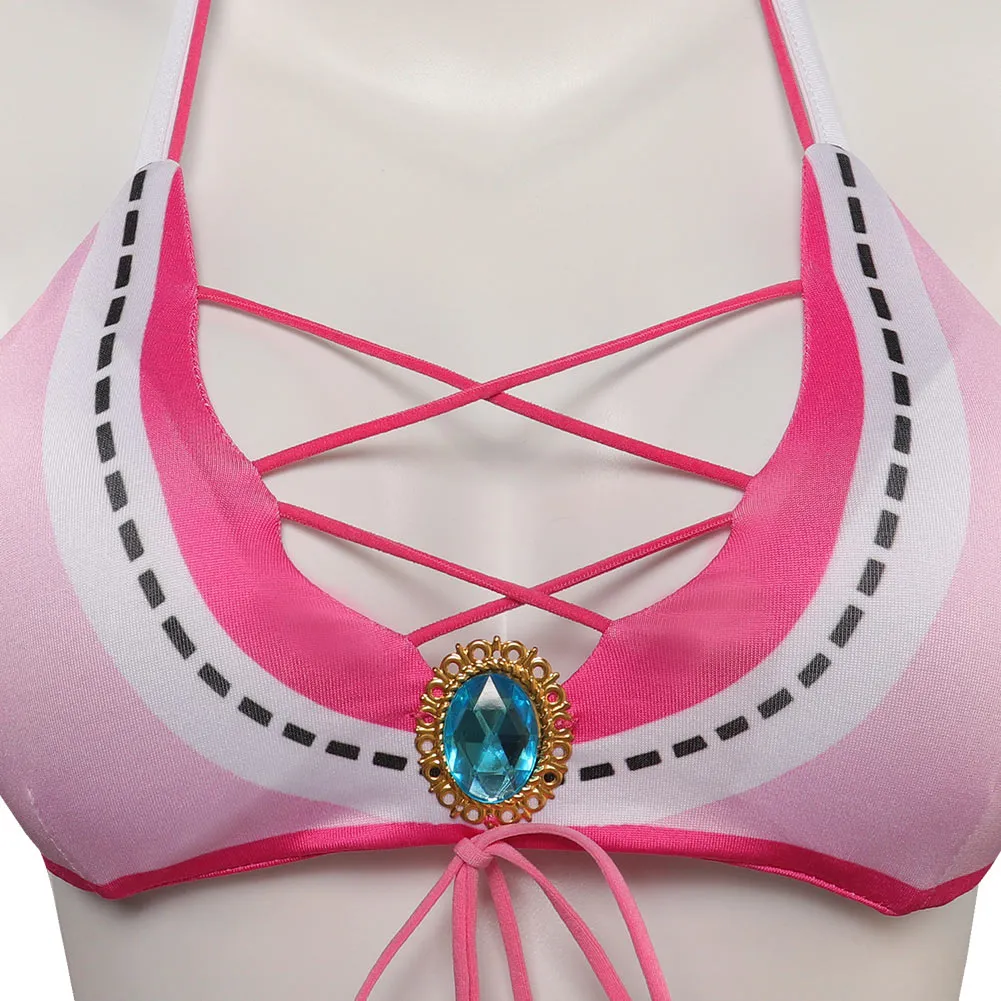 The Super Mario Bros. Movie Princess Peach Cosplay Costume Swimsuit  Fancy Outfit Halloween Carnival Suit