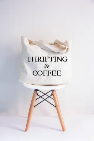Thrifting  & Coffee XL Tote Bag