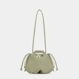Túi xách MINI FLOWER DRAWSTRING màu Beige sáng Vân hạt