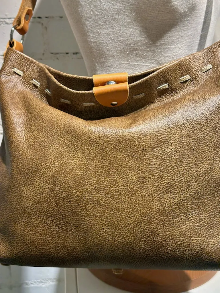 TOBACCO WITH STINGRAY LEATHER HOBO HANDBAG TOTE II233