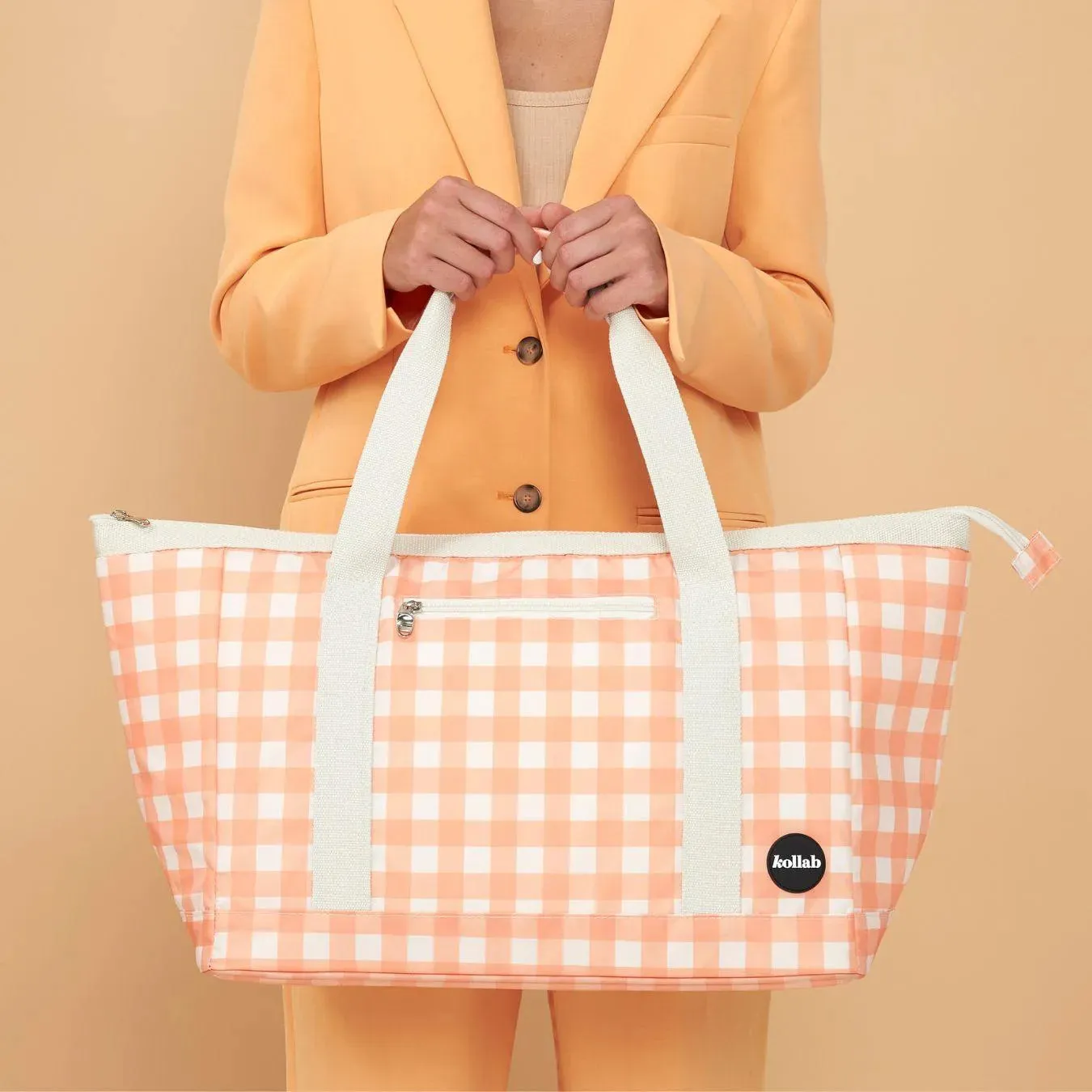 Tote Bag Apricot Check