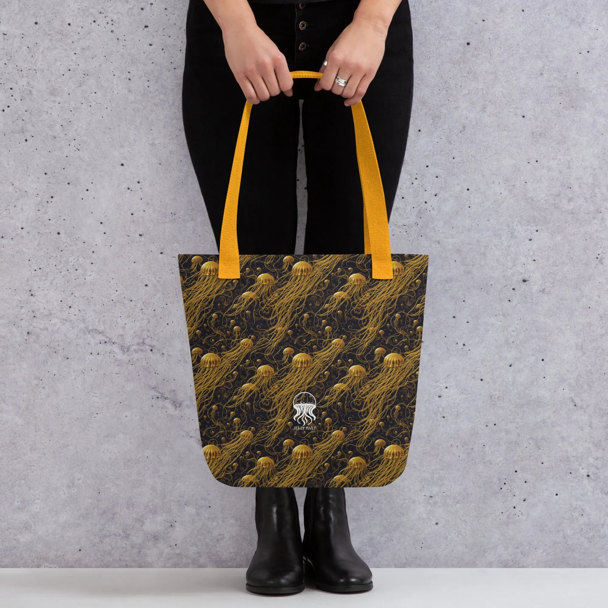 Tote bag - Black and Gold Jellyfishes