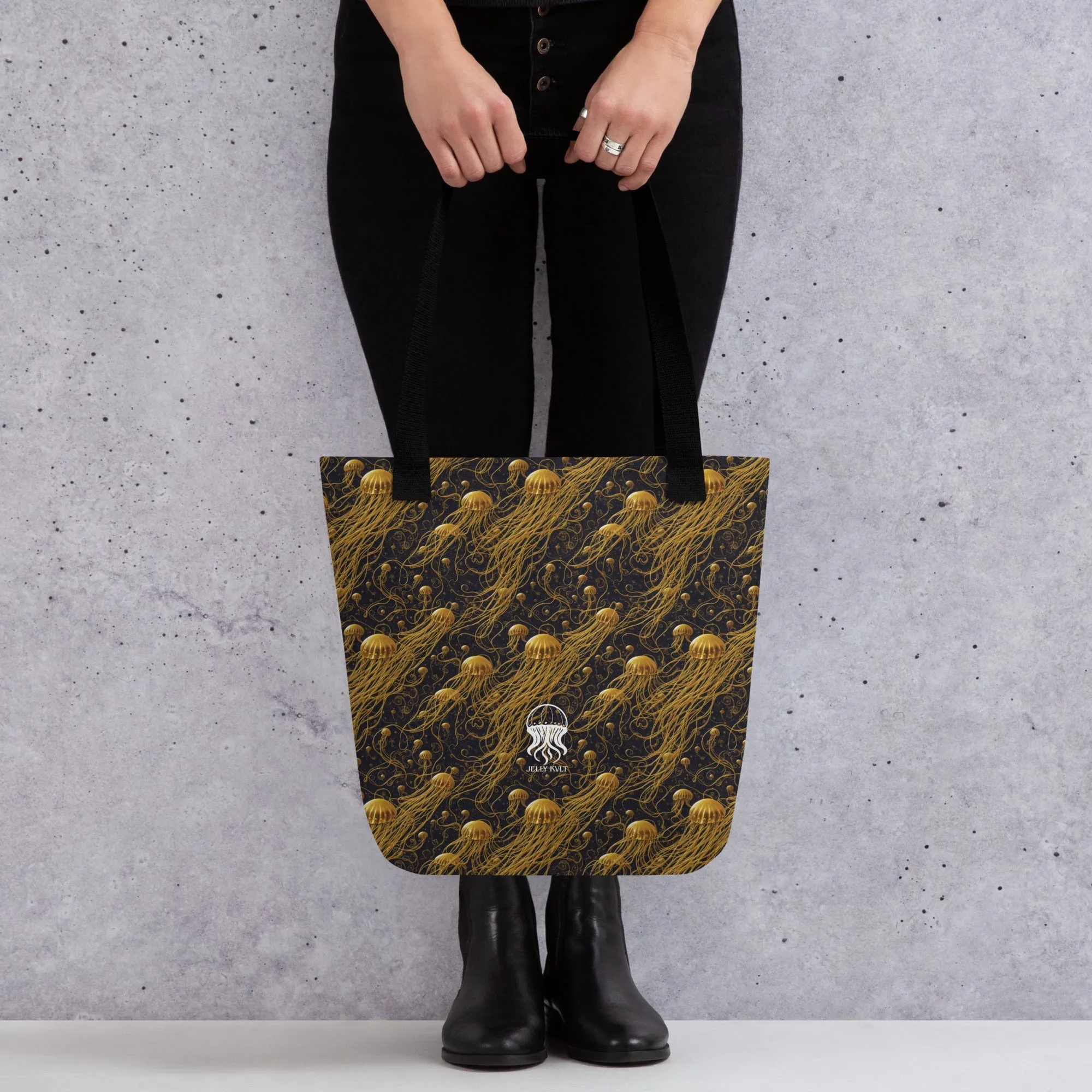 Tote bag - Black and Gold Jellyfishes