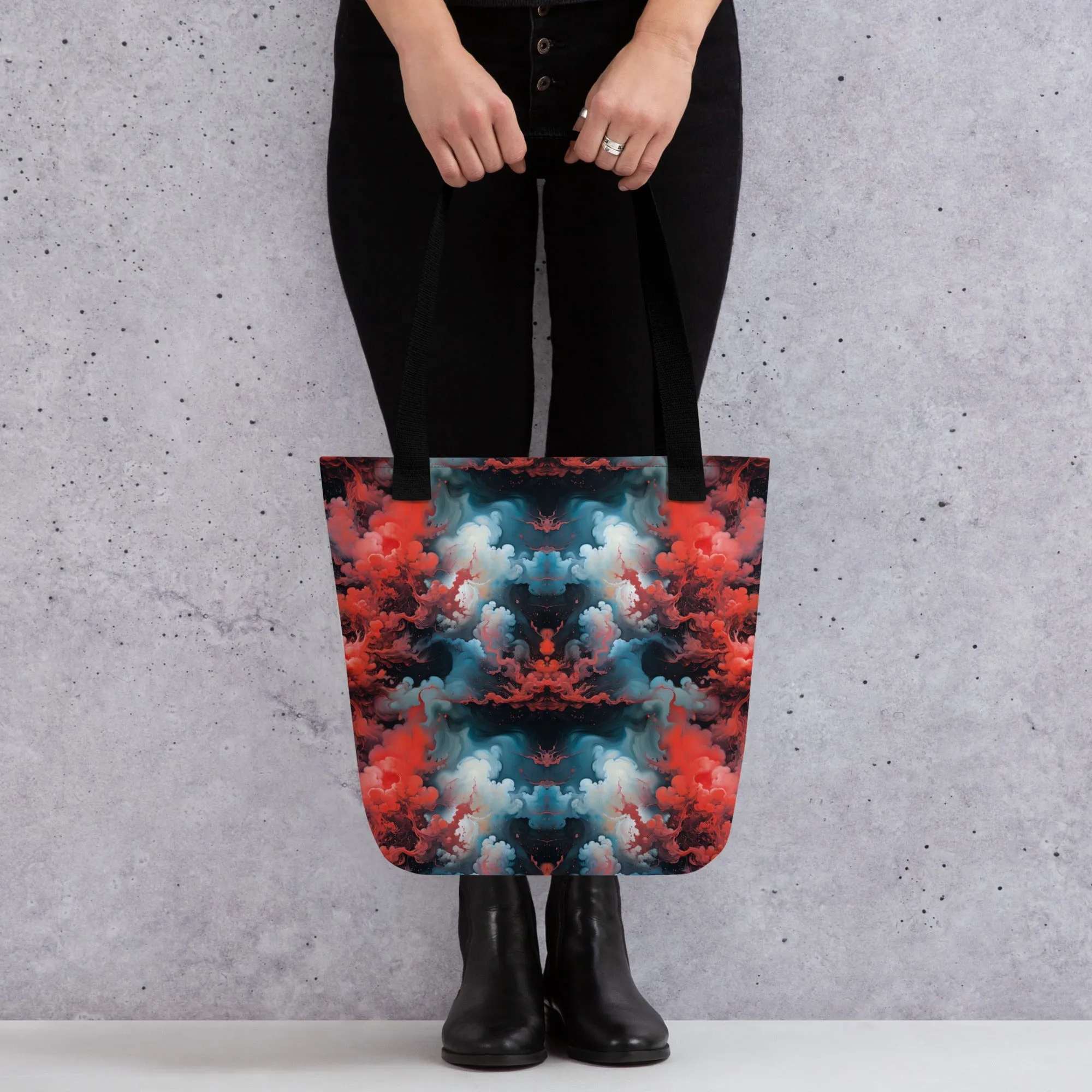Tote bag - Ethereal Crimson Flow - Dual Harmony