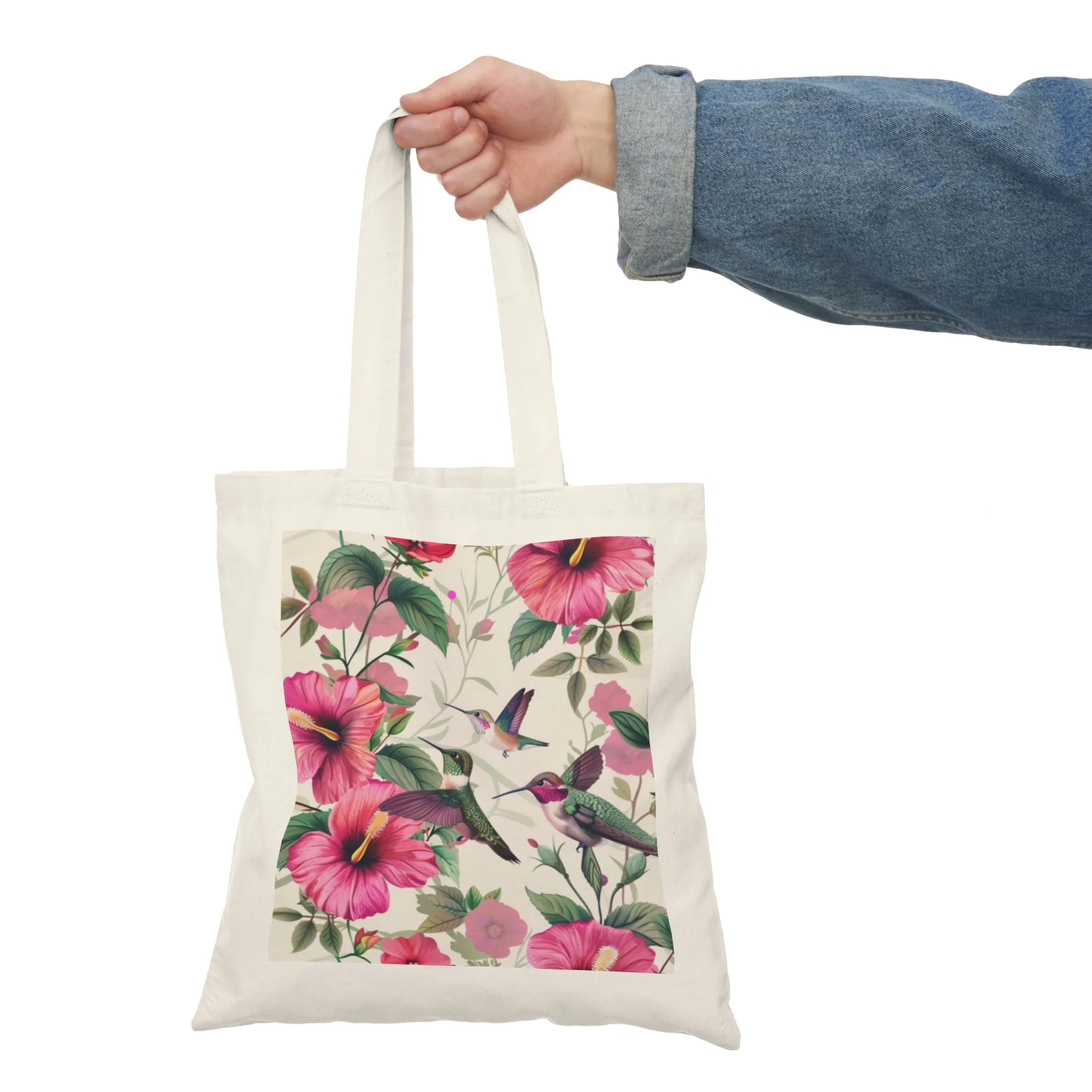 Tropical Floral Natural Tote Bag | Eco-Friendly Grocery & Beach Carryall
