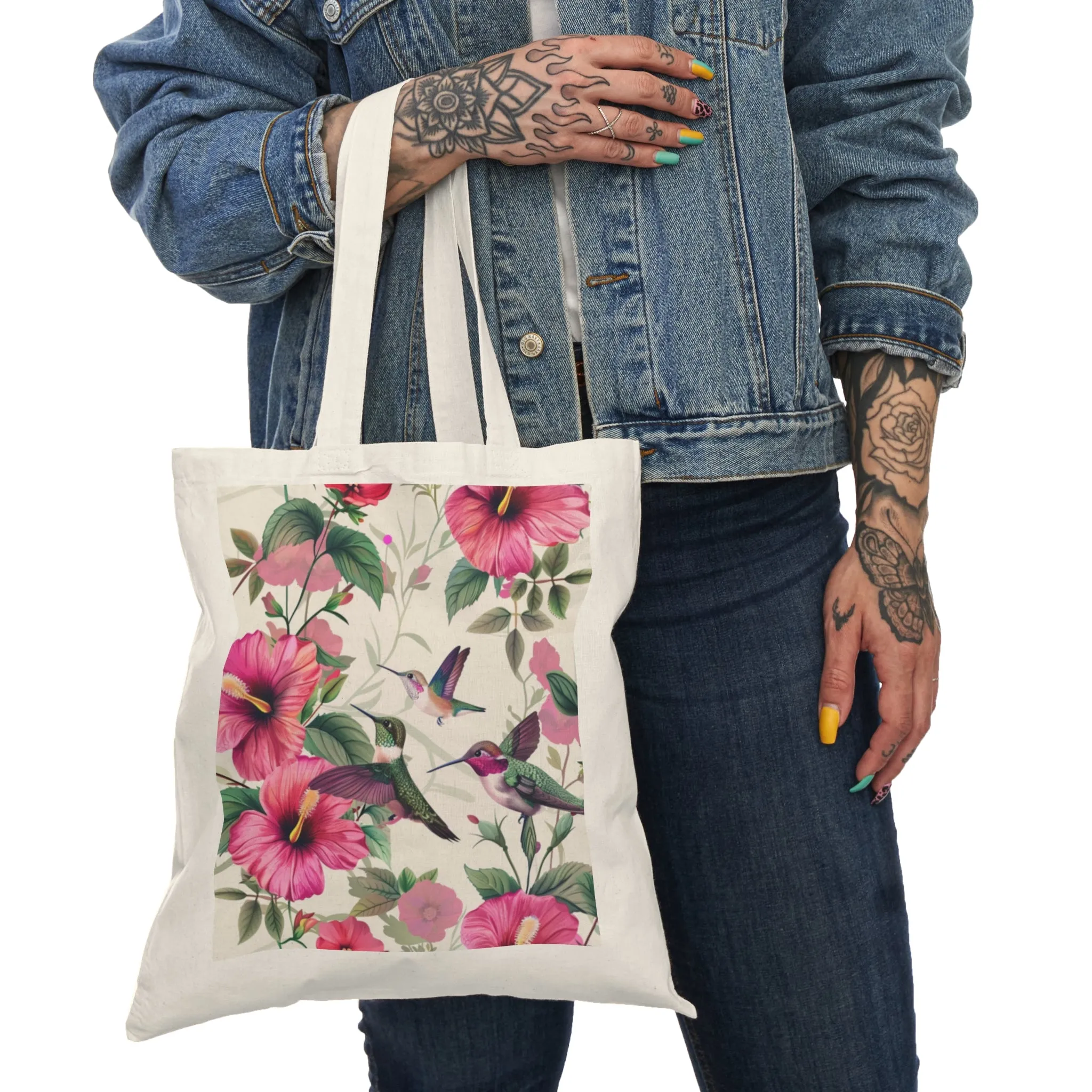 Tropical Floral Natural Tote Bag | Eco-Friendly Grocery & Beach Carryall