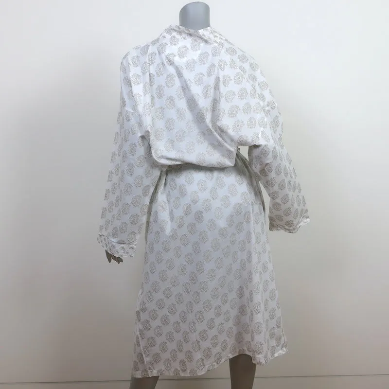 Under the Canopy Robe White/Gold Paisley Print Cotton One Size NEW