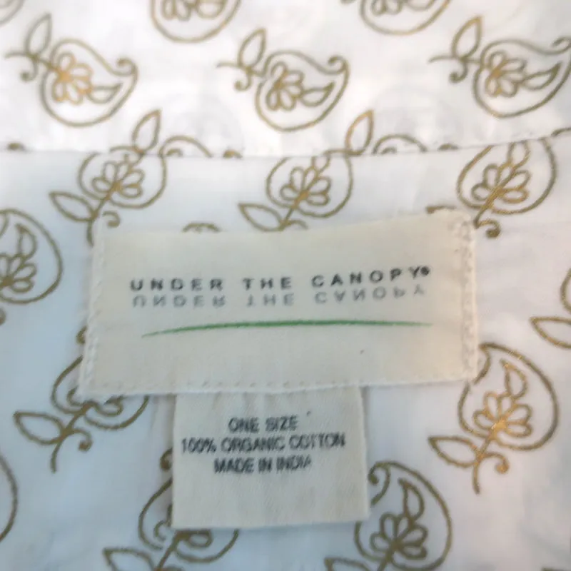 Under the Canopy Robe White/Gold Paisley Print Cotton One Size NEW