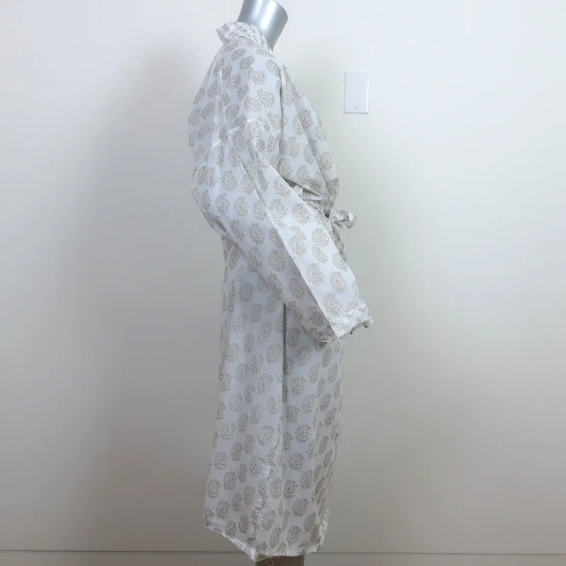 Under the Canopy Robe White/Gold Paisley Print Cotton One Size NEW