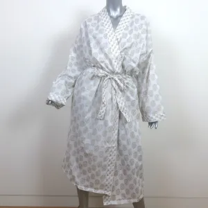 Under the Canopy Robe White/Gold Paisley Print Cotton One Size NEW