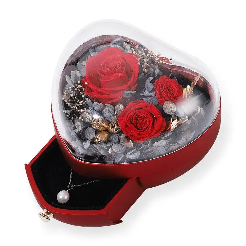 Unique High End Heart Shape Gift Floral Jewelry Box