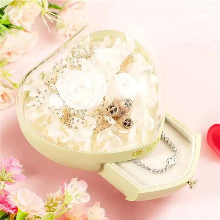 Unique High End Heart Shape Gift Floral Jewelry Box