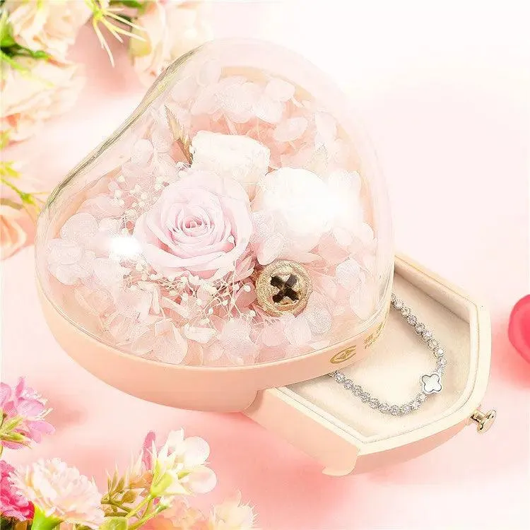 Unique High End Heart Shape Gift Floral Jewelry Box