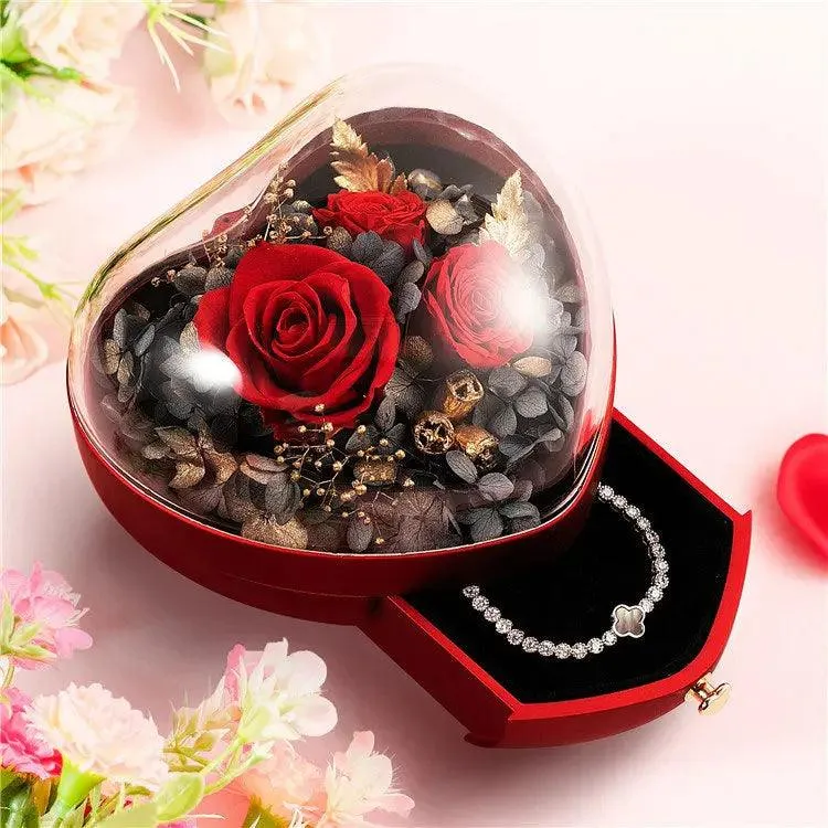 Unique High End Heart Shape Gift Floral Jewelry Box