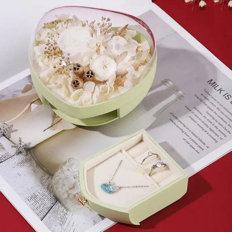 Unique High End Heart Shape Gift Floral Jewelry Box