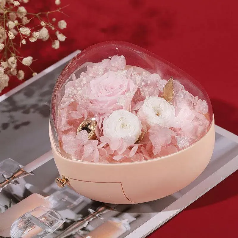 Unique High End Heart Shape Gift Floral Jewelry Box