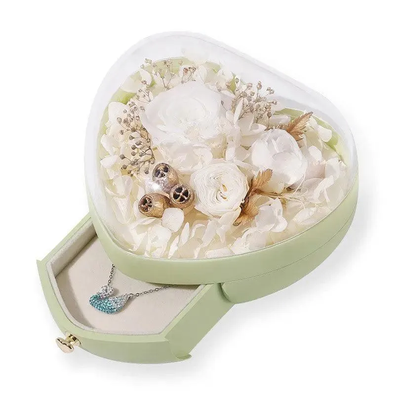 Unique High End Heart Shape Gift Floral Jewelry Box