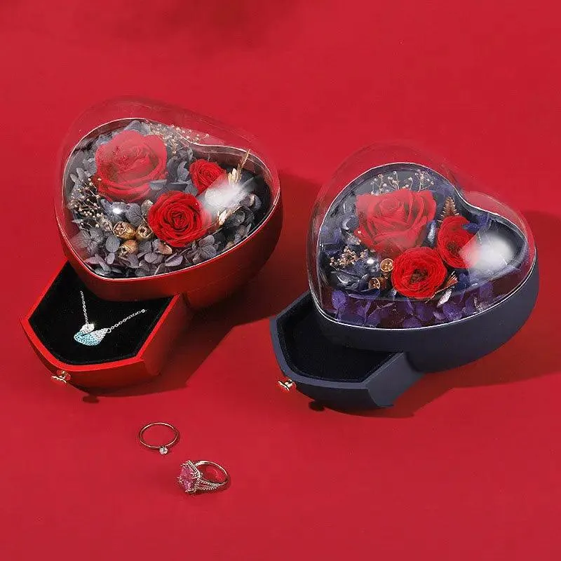 Unique High End Heart Shape Gift Floral Jewelry Box