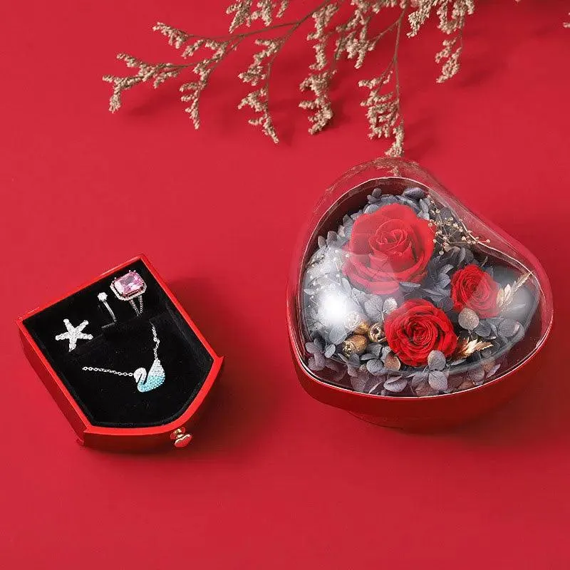 Unique High End Heart Shape Gift Floral Jewelry Box