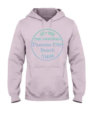 Unisex Panama City Beach FL Hoodie Vtg 1970 Logo Bevel Texture Blues Gradient