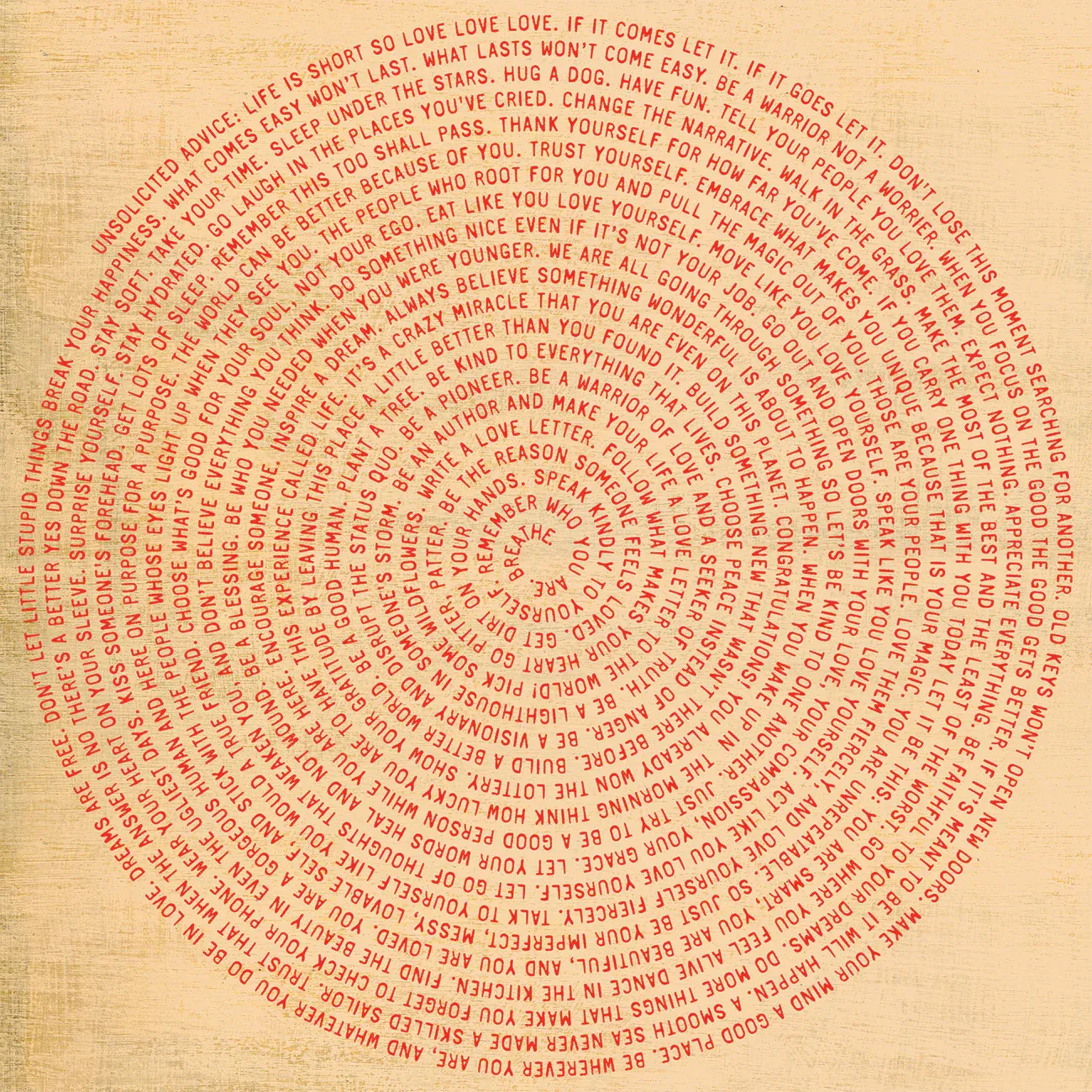 Unsolicited Advice Spiral Art Print with Red Font