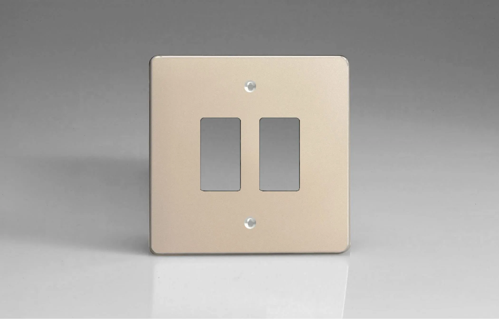 Varilight Flat Plate Powergrid Satin Chrome 2-Gang Faceplate