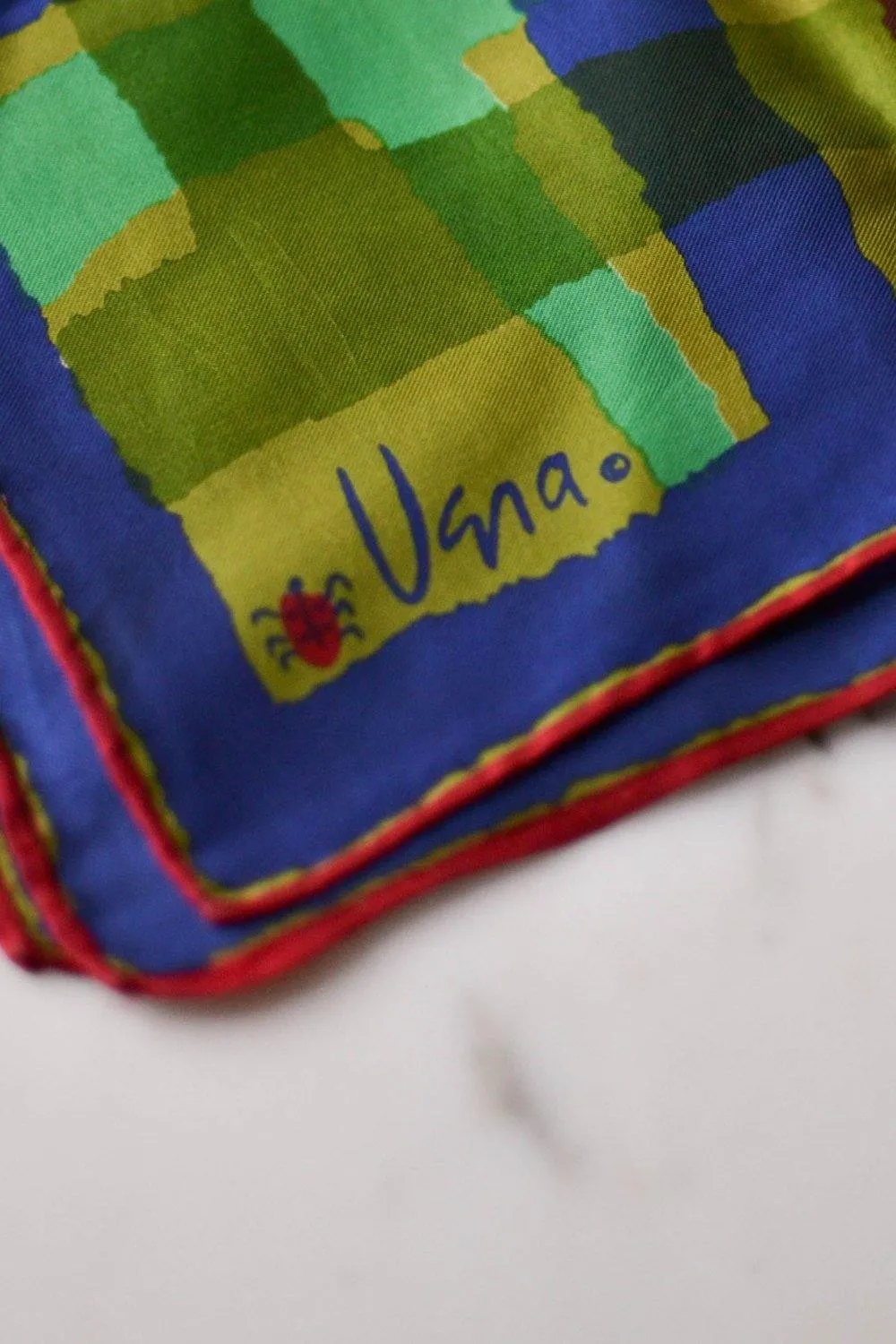Vera Silk Scarf, Blue, Green, Red, Abstract Geometric Pattern