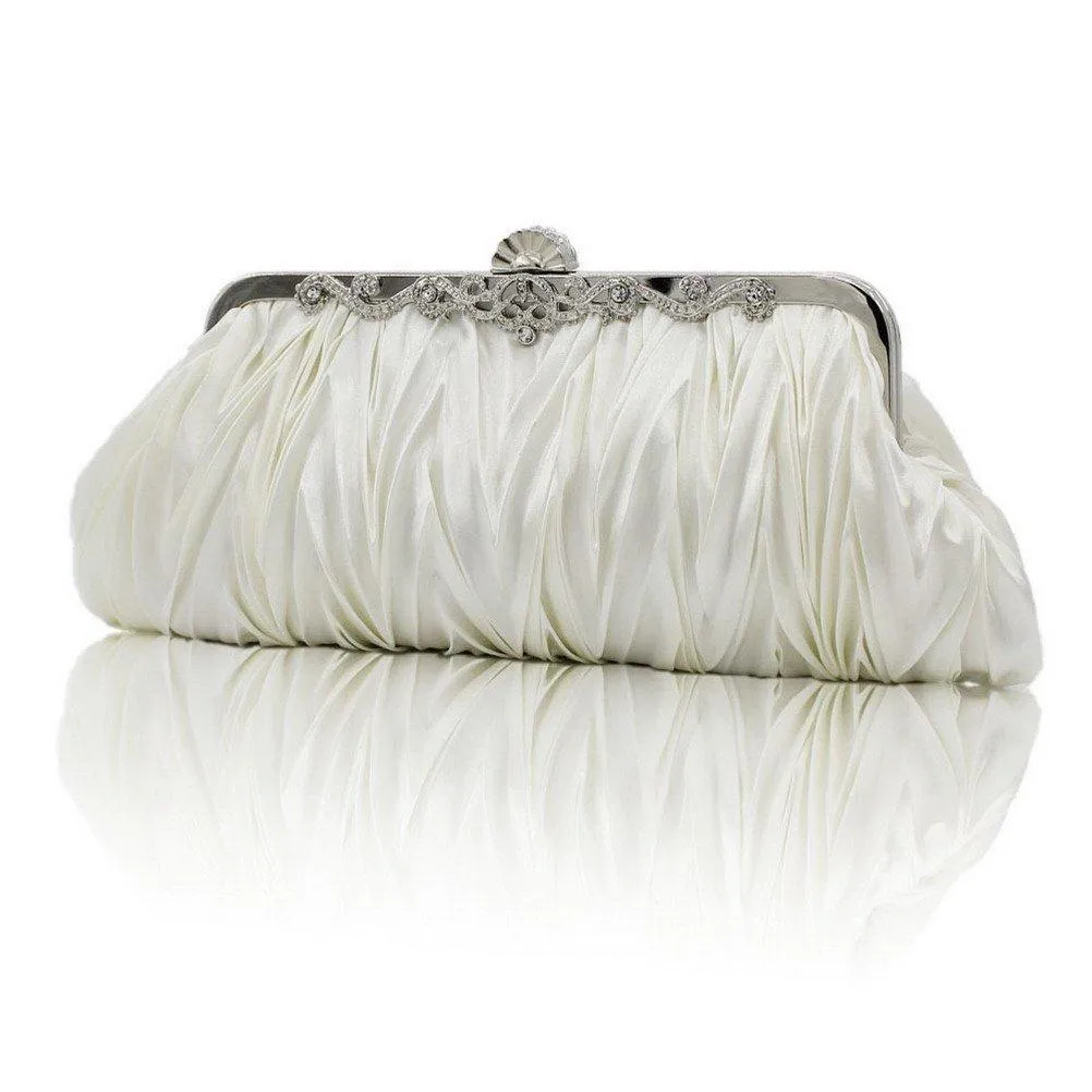 Vintage Satin Pleated Envelope Evening Cocktail Wedding Handbag|JaosWish