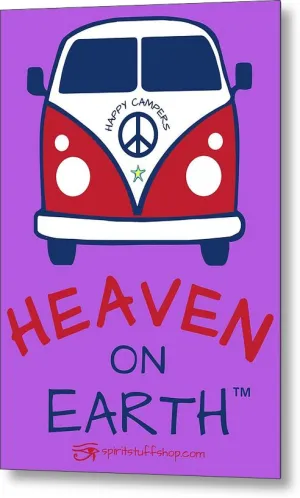 Vw Happy Camper Heaven On Earth - Metal Print