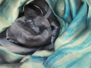 Watercolour Gradient Satin Hijabs - Turquoise