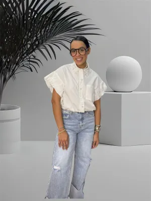 White short sleeve top