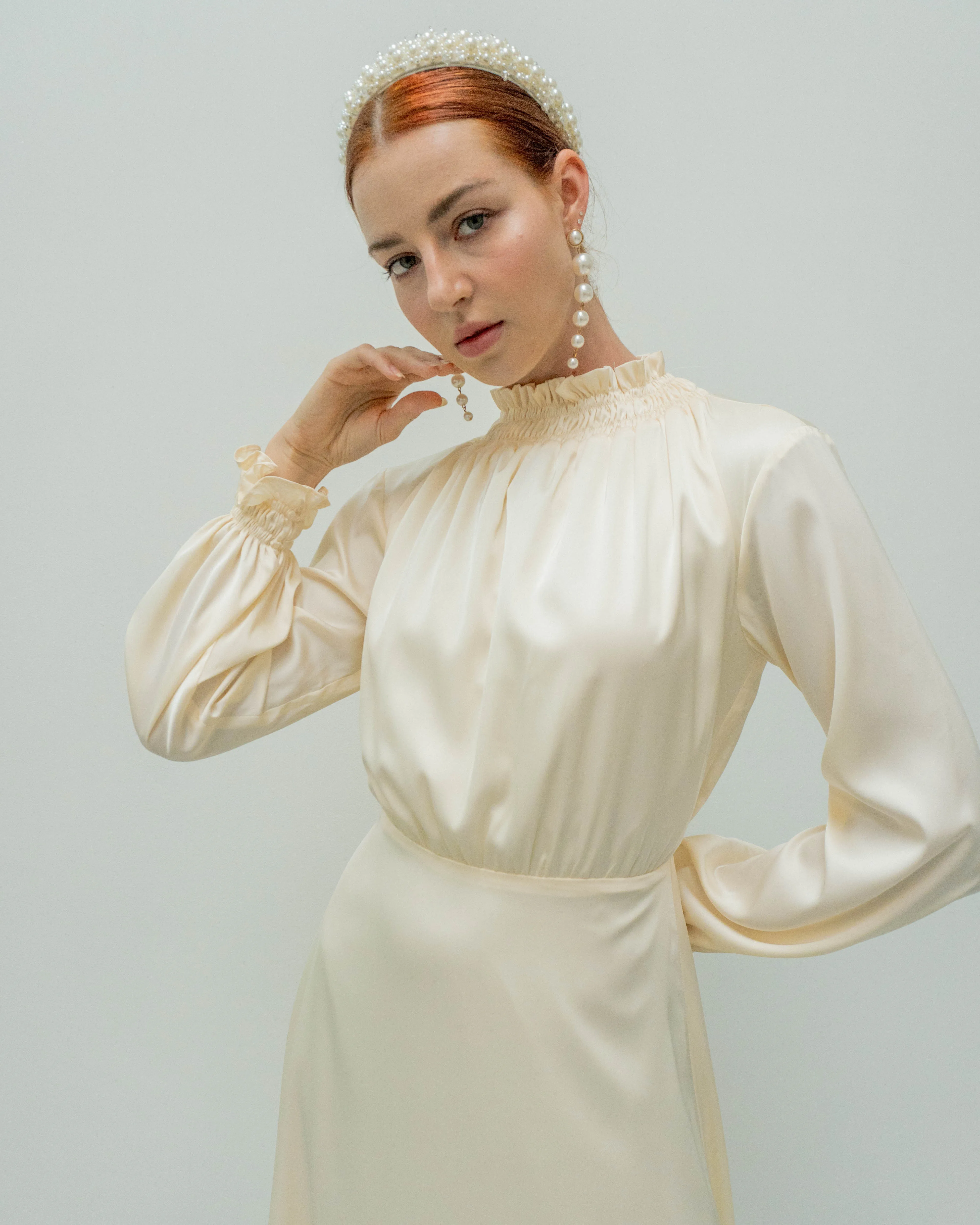 Whittany Long Sleeves Tea Length Dress