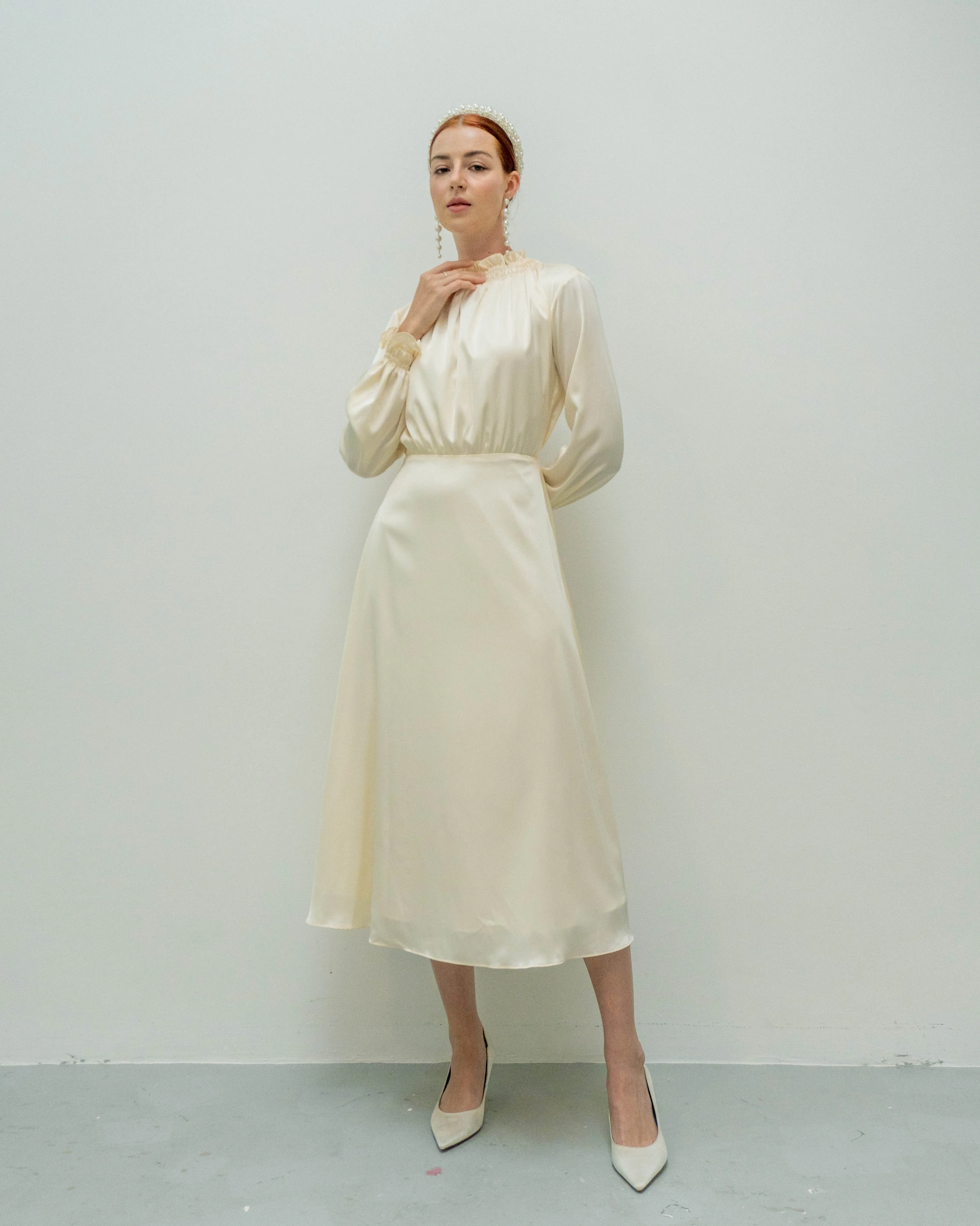 Whittany Long Sleeves Tea Length Dress
