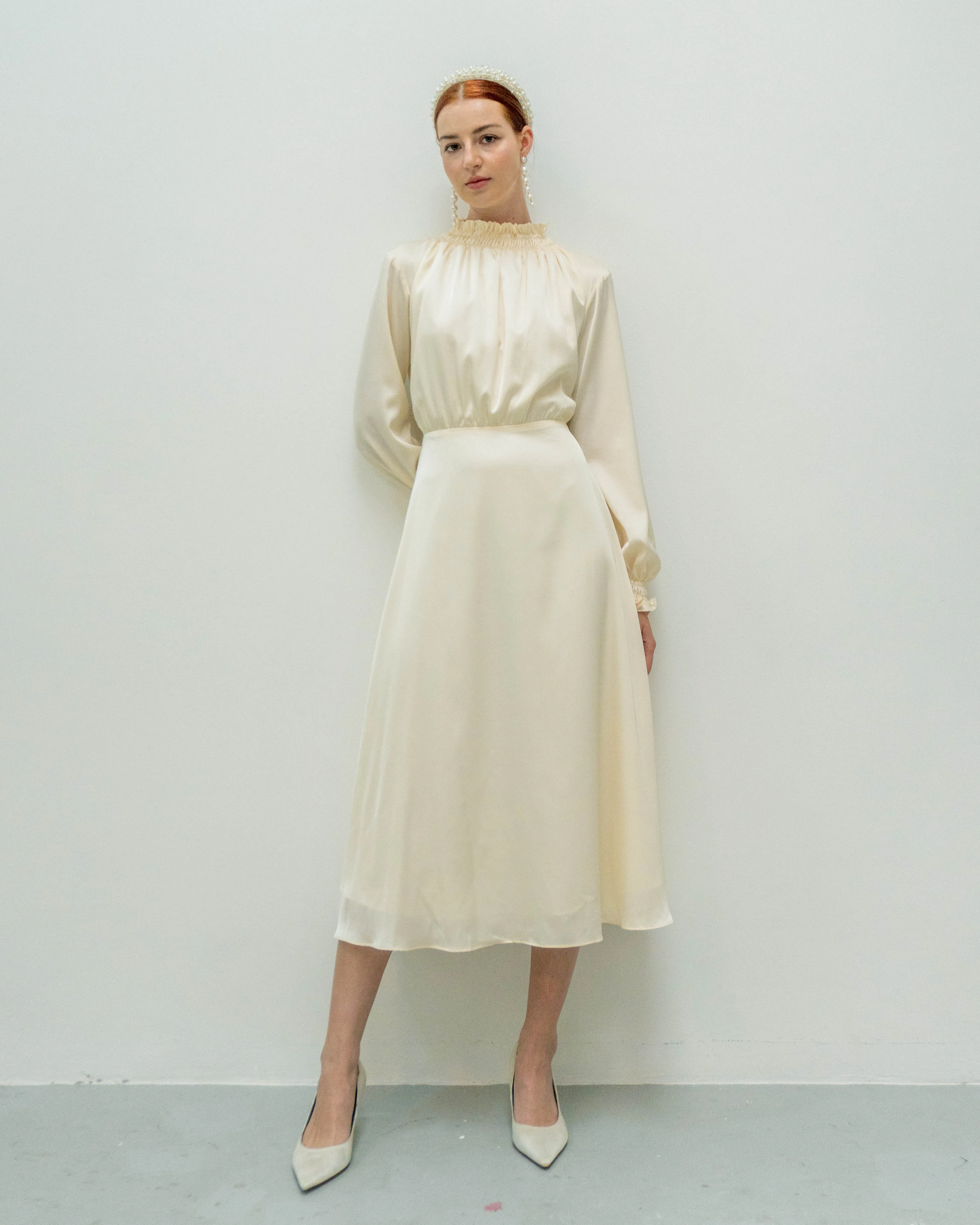 Whittany Long Sleeves Tea Length Dress