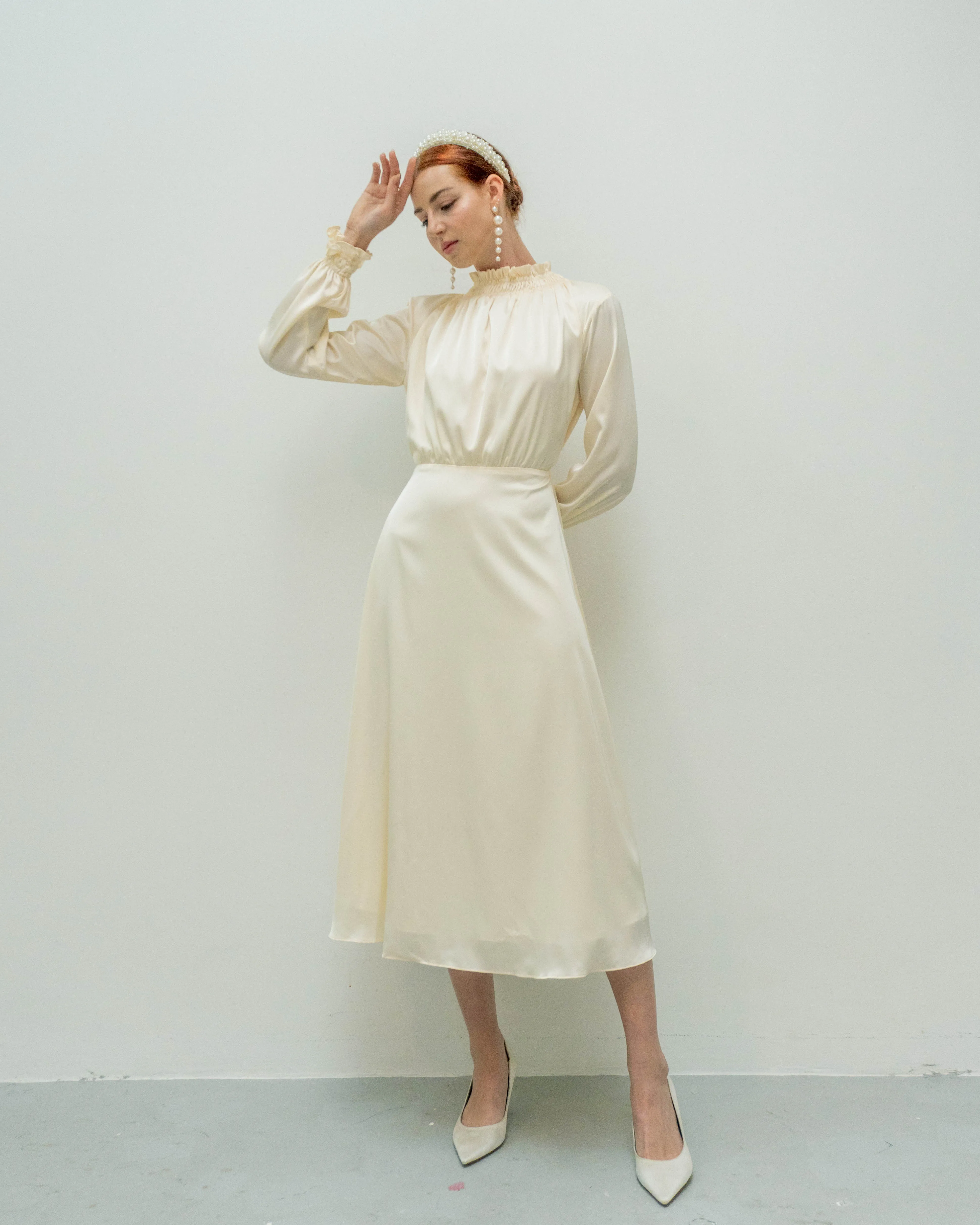 Whittany Long Sleeves Tea Length Dress