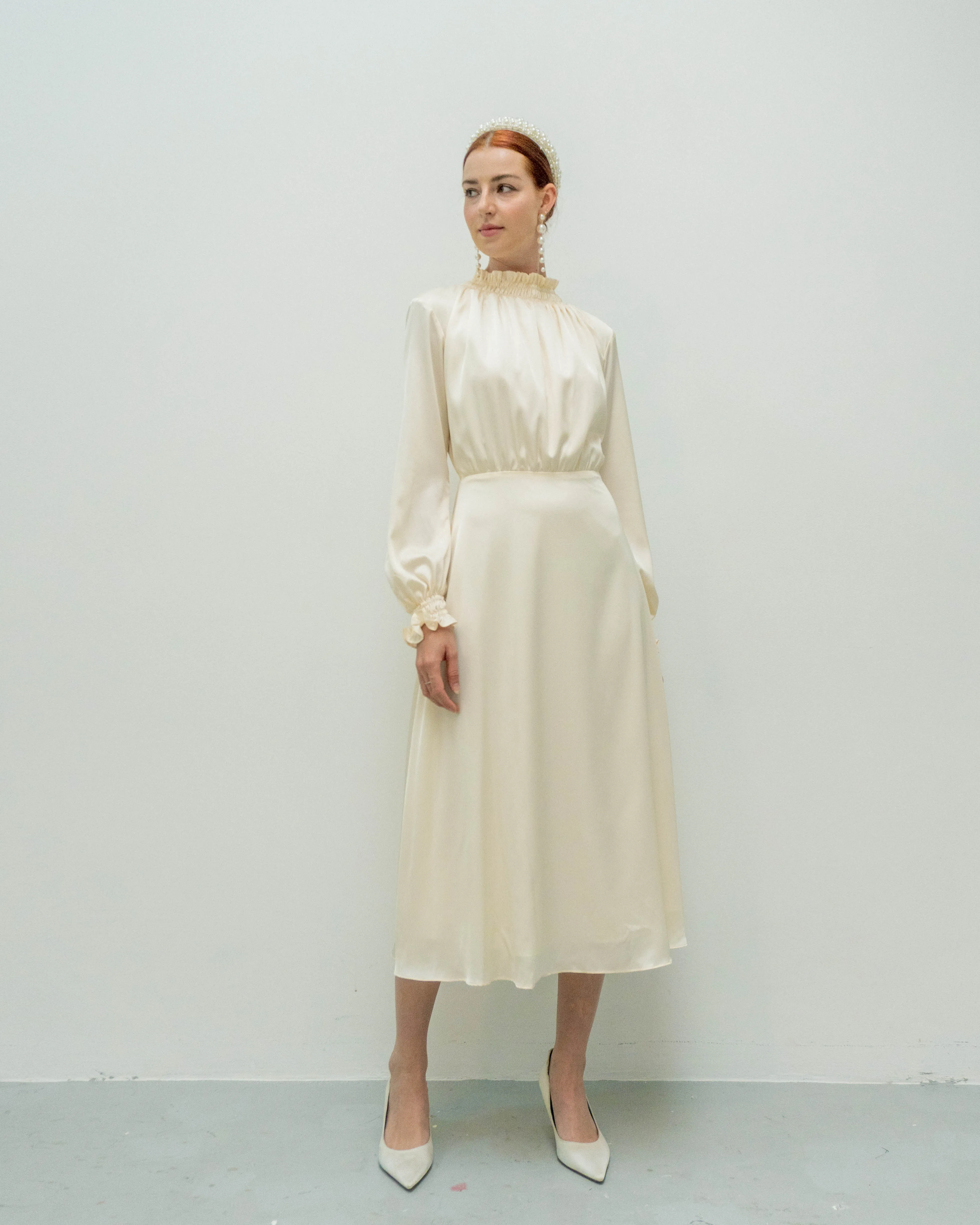 Whittany Long Sleeves Tea Length Dress