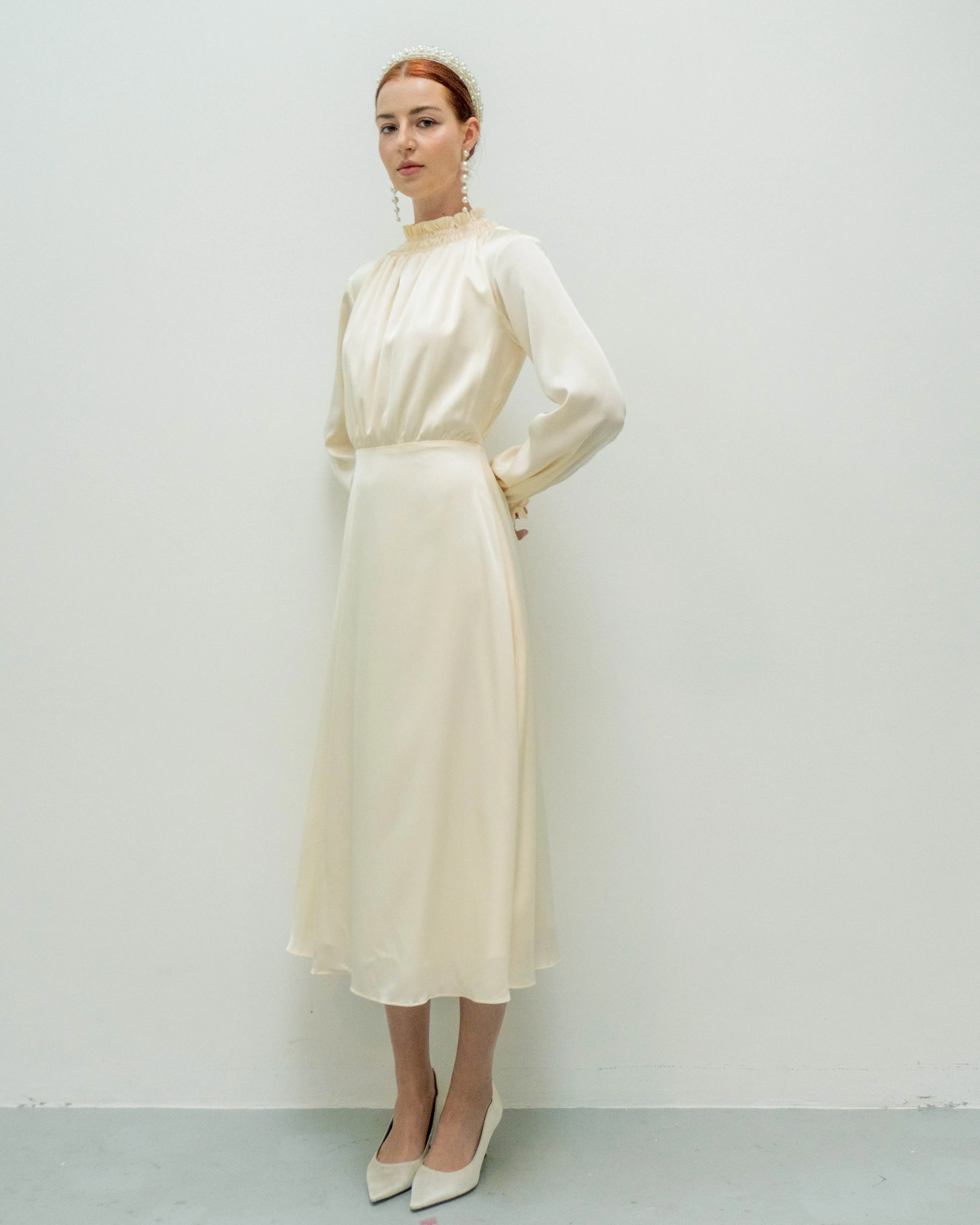 Whittany Long Sleeves Tea Length Dress